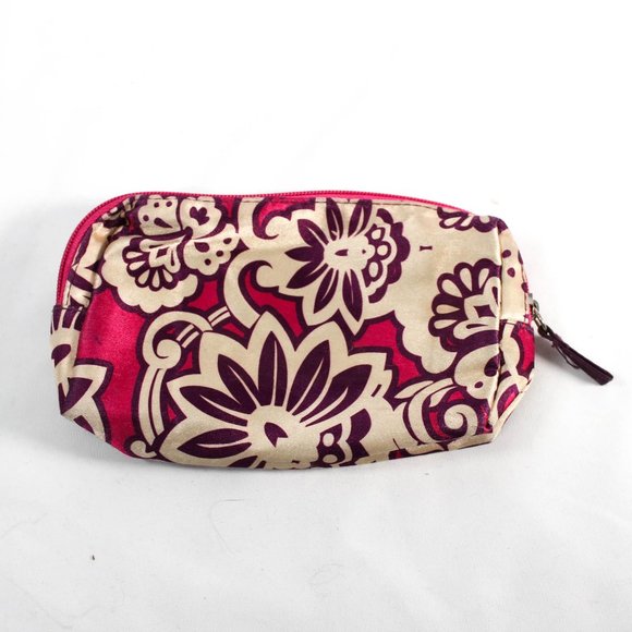 Y2K Floral Pink Purple Cream Makeup Bag - Picture 1 of 4